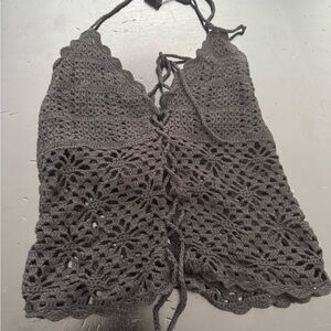 52 Weekends Gray Crochet Camisole